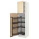 A SEKTION kitchen unit with a white cabinet, light wood doors, and black pull-out shelves.