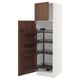 White SEKTION kitchen cabinet with walnut pull-out shelves.