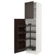 White SEKTION kitchen cabinet with dark brown wood pull-out shelves.