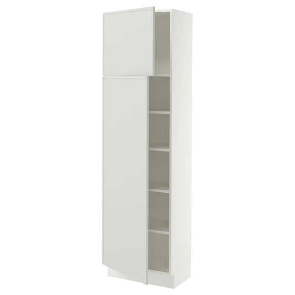 SEKTION High cabinet with shelves/2 doors, white/Aspudden light gray, 24x15x80 "