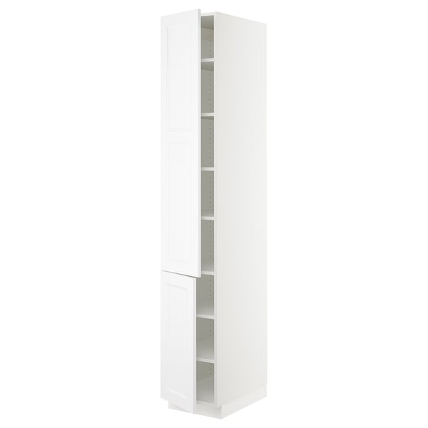 White SEKTION kitchen cabinet, modern design, adjustable shelves, high, white finish.