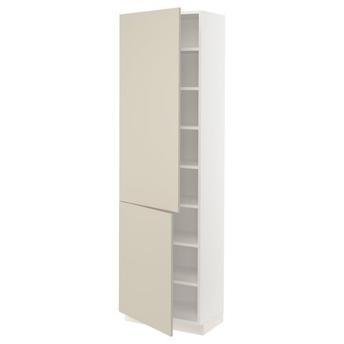 SEKTION kitchen cabinet in beige with adjustable shelves and smooth closure.