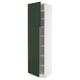 This is the SEKTION kitchen cabinet in deep green with white base, featuring adjustable shelves and a sleek, modern design.