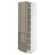 Ikea SEKTION kitchen cabinet with high gloss dark grey-brown doors, white interior, and adjustable shelves.