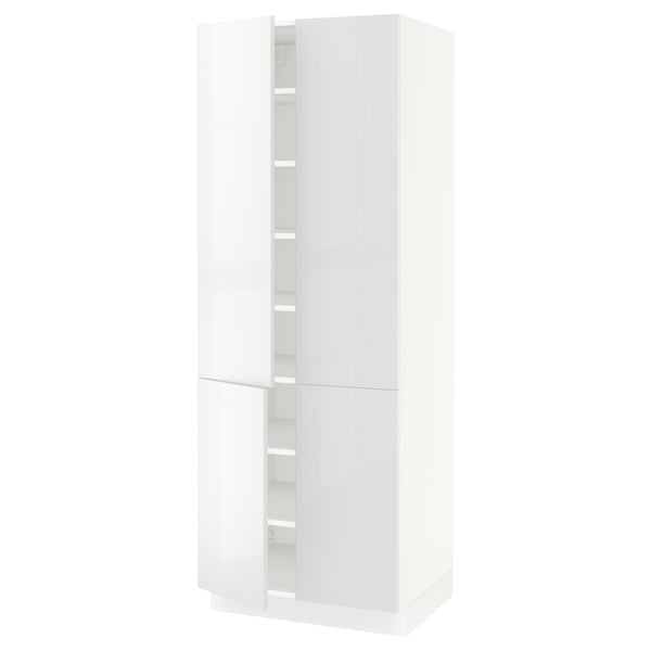 Ikea SEKTION white gloss kitchen cabinet with shelves.