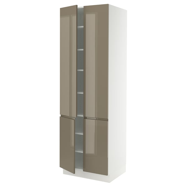 Dark grey-brown ikea SEKTION cabinet with handles & shelves.