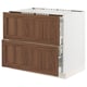 Ikea SEKTION kitchen cabinet in walnut wood, white base with two drawers, classic design.