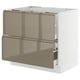 An ikea SEKTION kitchen cabinet in high gloss dark grey-brown with integrated handles and two drawers.