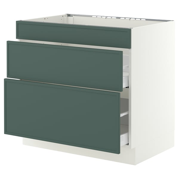 SEKTION / MAXIMERA Base cab f cktp/3 fronts/2 drawers, white/Aspudden dark gray-green, 36x24x30 "