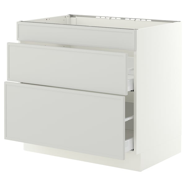 SEKTION / MAXIMERA Base cab f cktp/3 fronts/2 drawers, white/Aspudden light gray, 36x24x30 "