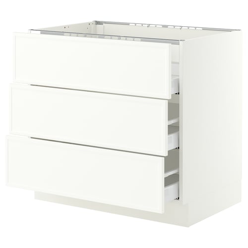 SEKTION / MAXIMERA Base cab f cktp/3 fronts/3 drawers, white/Aspudden matte white, 36x24x30 "