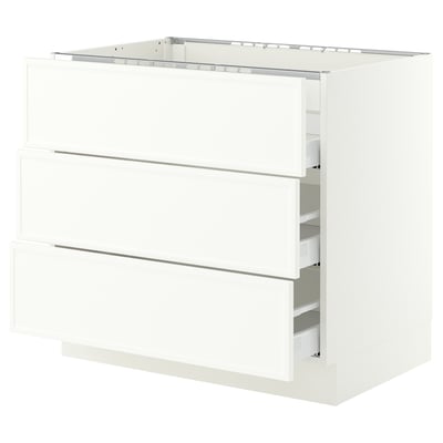 SEKTION / MAXIMERA Base cab f cktp/3 fronts/3 drawers, white/Aspudden matte white, 36x24x30 "