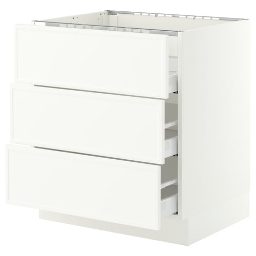 SEKTION / MAXIMERA Base cab f cktp/3 fronts/3 drawers, white/Aspudden matte white, 30x24x30 "