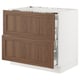 SEKTION kitchen unit, white with walnut drawer fronts, elegant wooden grain, rectangular shape.