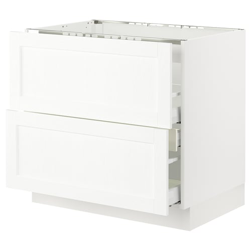 White SEKTION kitchen cabinet with two drawers and smooth surface.