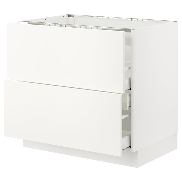 SEKTION kitchen cabinet in white with two drawers, sleek design, smooth finish.