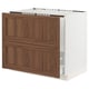 Ikea SEKTION kitchen unit, white with walnut effect wooden doors, two drawers, assembled.