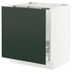 Modern dark green and white cabinet, two drawers, sleek design with minimalist handles.