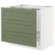 SEKTION kitchen cabinet in grey-green with three drawers