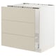 A modern beige SEKTION kitchen cabinet with a sleek, rectangular design and hidden drawer runners.
