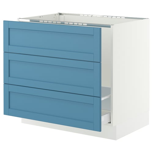 SEKTION / MAXIMERA Base cab f sink/waste sort/3 fronts, white/Lerhyttan blue, 36x24x30 "