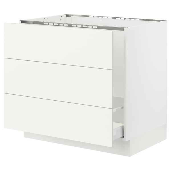 SEKTION kitchen cabinet in white with sleek, modern design featuring smooth drawers.