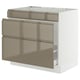 SEKTION kitchen cabinet, glossy dark brown, metallic handles, rectangular, modern design.