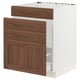 SEKTION kitchen cabinet, white with walnut brown drawers, rectangular.