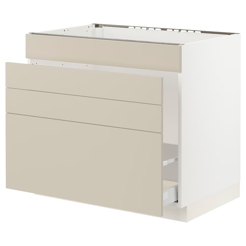 Beige SEKTION kitchen cabinet with smooth modern drawers.