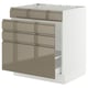 Modern kitchen cabinet, SEKTION, high gloss dark grey-brown, metal handles, sleek design.