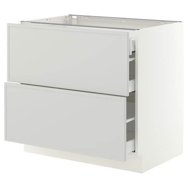 SEKTION / MAXIMERA Base cab with 2 fronts/3 drawers, white/Aspudden light gray, 36x24x30 "