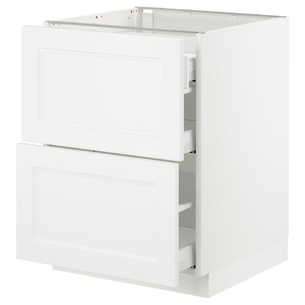 SEKTION white kitchen cabinet with smooth drawers.