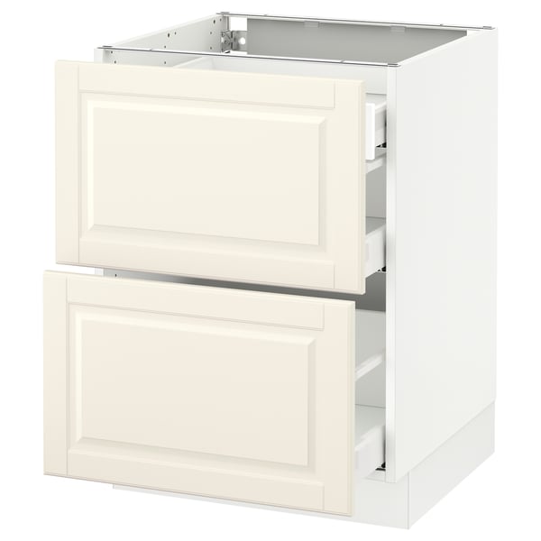 SEKTION kitchen cabinet in off-white with bevelled edges, featuring two drawers and sturdy frame.