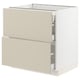 SEKTION kitchen cabinet, beige, square with two open drawers