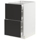 SEKTION white kitchen cabinet with black drawers, sleek modern design, full-extension drawers.