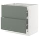 Modern ikea kitchen cabinet: SEKTION with grey-green nickebo drawers, rectangular, minimalist design, soft-close feature.
