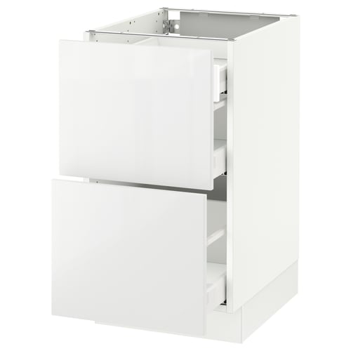 SEKTION white kitchen cabinet, modern high gloss finish with smooth drawers.