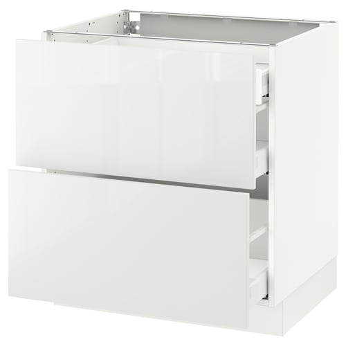 A white ikea SEKTION kitchen cabinet with high gloss and sleek modern design, featuring a smooth-running drawer system.