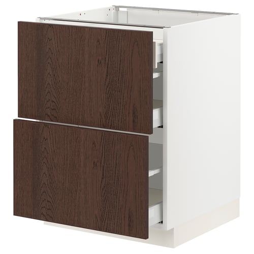 Modern kitchen cabinet, SEKTION line. White and dark brown, square with drawers.