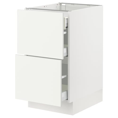 SEKTION white kitchen cabinet with smooth drawer fronts and sleek design, featuring high-quality materials for durability and modern aesthetic appeal.