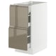 SEKTION kitchen cabinet in high gloss dark grey-brown with sleek handles, rectangular shape, modern design by IKEA.