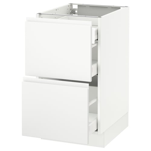 SEKTION kitchen cabinet, matte white, modern design with integrated handles, full-extension drawers.