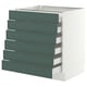 SEKTION / MAXIMERA Base cabinet 6 fronts/6 low drawers, white/Aspudden dark gray-green, 30x24x30 "