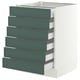 SEKTION / MAXIMERA Base cabinet 6 fronts/6 low drawers, white/Aspudden dark gray-green, 24x24x30 "