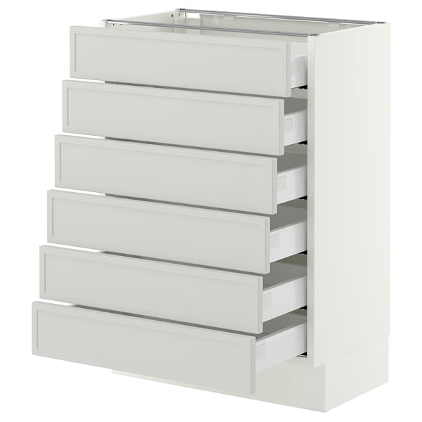 SEKTION / MAXIMERA Base cabinet 6 fronts/6 low drawers, white/Aspudden light gray, 24x15x30 "