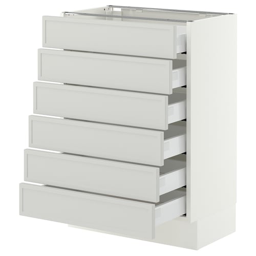 SEKTION / MAXIMERA Base cabinet 6 fronts/6 low drawers, white/Aspudden light gray, 24x15x30 "