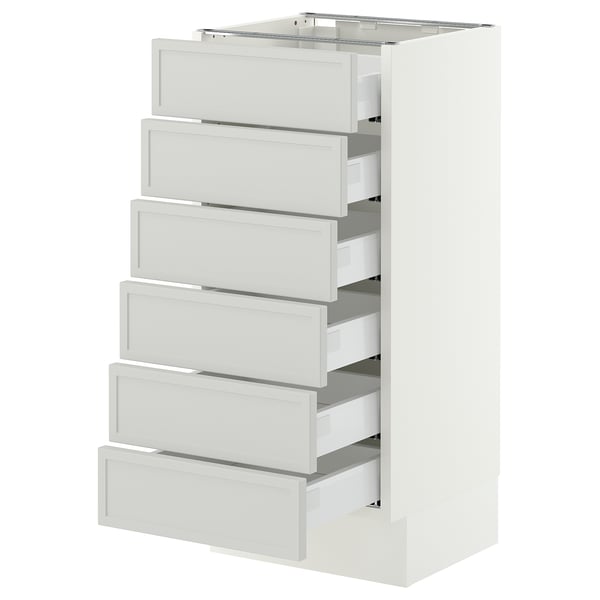 SEKTION / MAXIMERA Base cabinet 6 fronts/6 low drawers, white/Aspudden light gray, 15x15x30 "