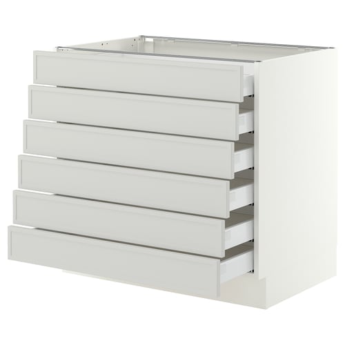 SEKTION / MAXIMERA Base cabinet 6 fronts/6 low drawers, white/Aspudden light gray, 36x24x30 "