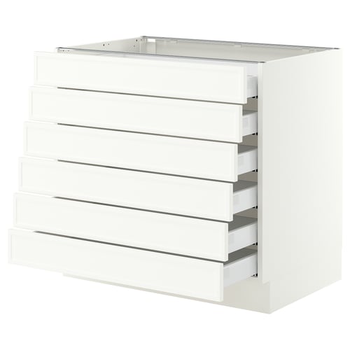 SEKTION / MAXIMERA Base cabinet 6 fronts/6 low drawers, white/Aspudden matte white, 36x24x30 "