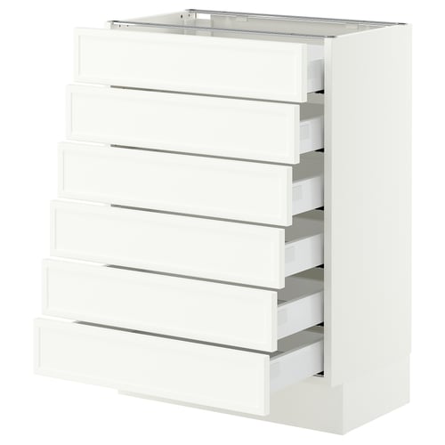 SEKTION / MAXIMERA Base cabinet 6 fronts/6 low drawers, white/Aspudden matte white, 24x15x30 "